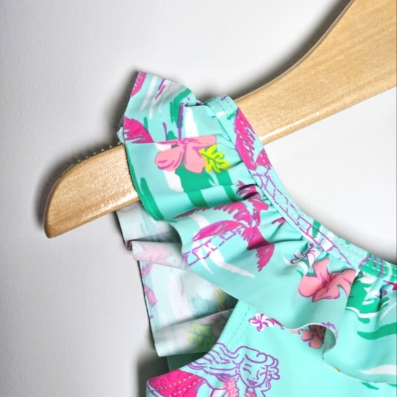 HATLEY Tropical Mermaid Ruffle 1 pc Swimsuit NWT - Picture 4 of 10